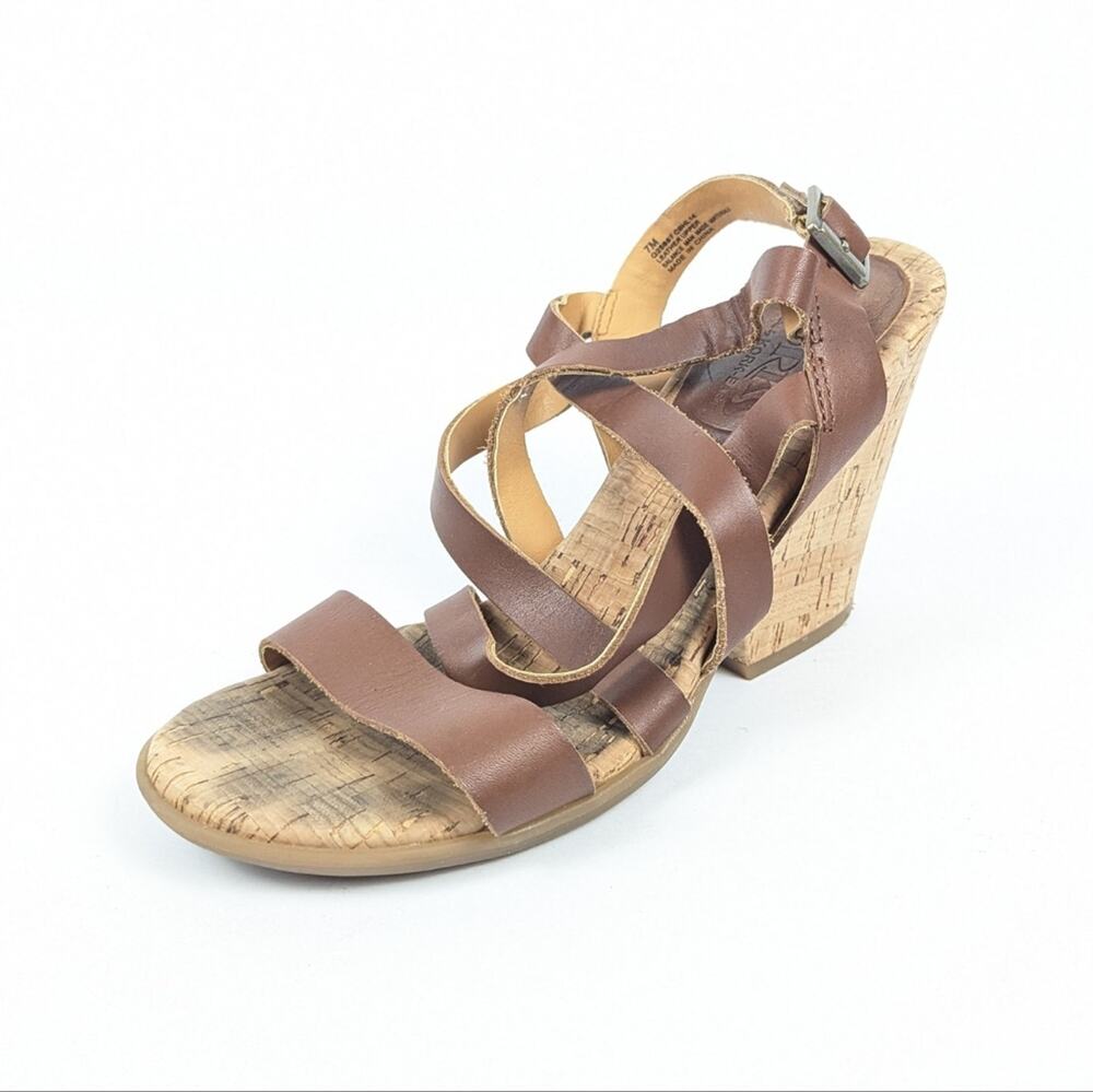 Korks by Kork-Ease Nedra Brown Strappy Leather Cork Sandals Size 7